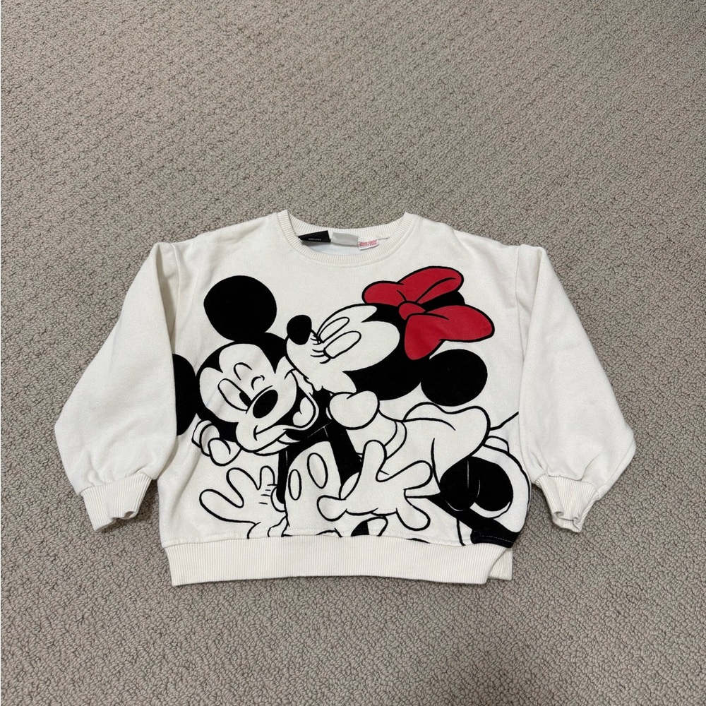 Disney White Sweatshirt with Mickey and Minnie Graphic